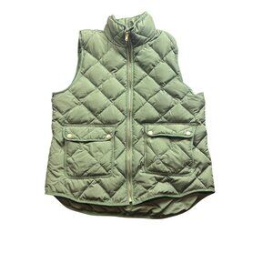 Woolrich Quilted Green Puffer Vest L/G Duck Down Womens Preppy Fisherman Gorp